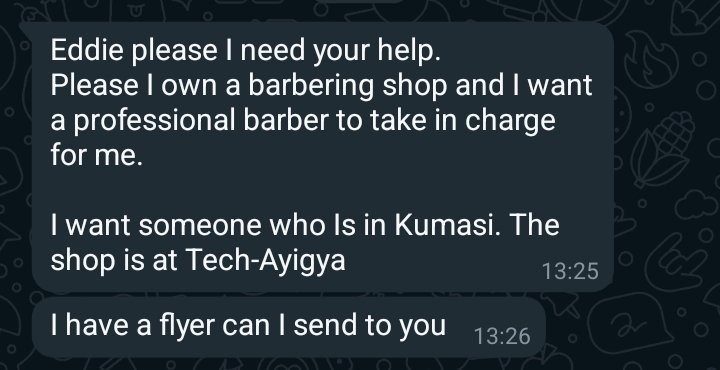 eddie_wrt's tweet photo. Contact Mr. Douglas now on +233 55 550 9878 if you're a professional barber in Kumasi for immediate employment.

KINDLY REPOST https://t.co/cuTBtkMyB8