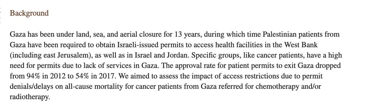 aliner's tweet photo. This study on breast cancer treatment from 2008-2017 shows that only 54% of 'patient permits' were approved in 2017. Israel decided who GOT TREATMENT. Pretending anything *began* on Oct. 7 spits on the graves of the women killed by the denials. (2/3)
https://t.co/JGB2TJl5dV https://t.co/CgbvpwYk6T