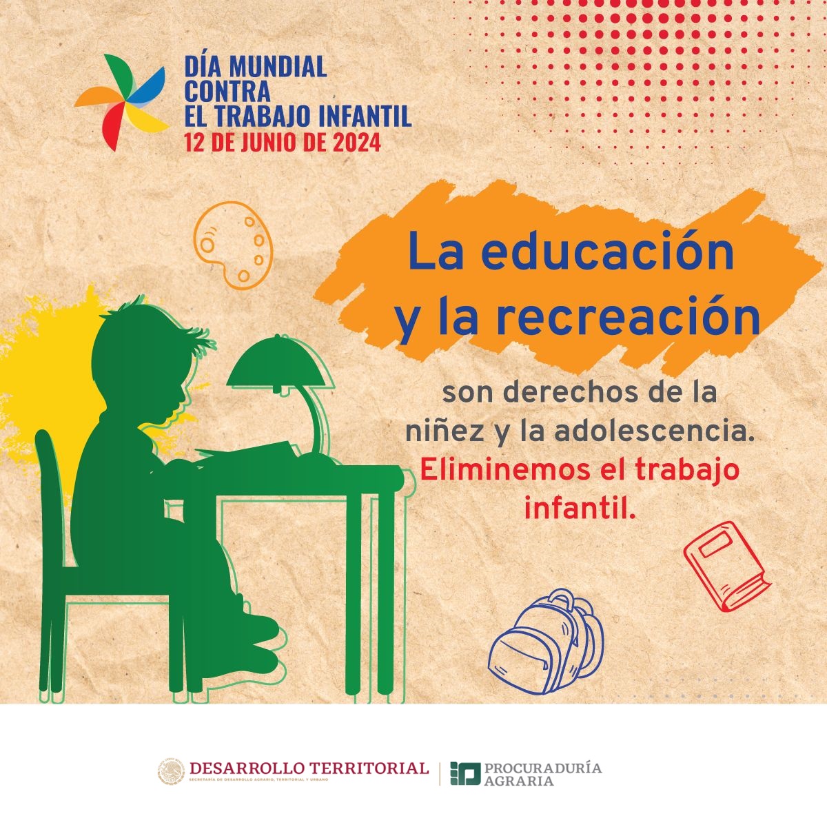 El #TrabajoInfantil interfiere con el derecho de las niñas y los niños a la educación 📚y al juego.
Es tiempo de terminar con esta situación.
Trabajemos de la mano.
🇲🇽 #MéxicoSinTrabajoInfantil es tarea de todas y todos
#MéxicoLibreDeTrabajoInfantil #12Junio
@OITMexico