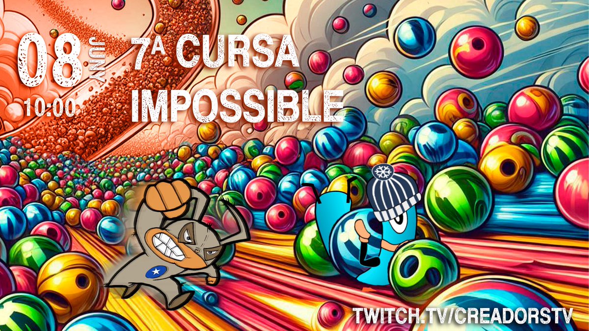 ✨Ei!!! TORNA la cursa impossible!!!

🔥 Aquest dissabte HAS d’entrar a twitch.tv/creadorstv a les 10:00 i posar el teu granet de sorra! (O boleta) 🎱

☘️ Hi haurà més de 25 premis, no hi pots faltar!!!