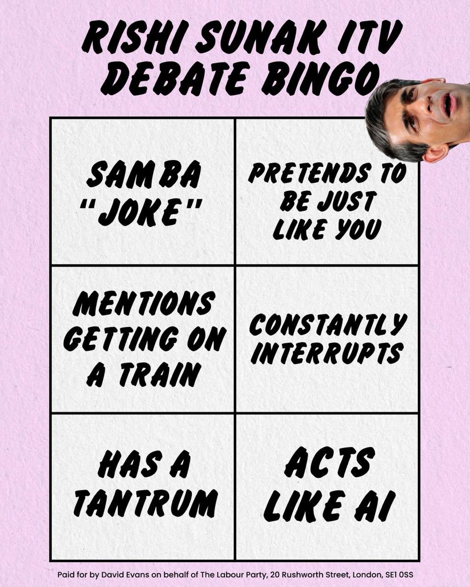 Any other bingo cards for the debate I bet we’ll get a few of these! #itvdebate