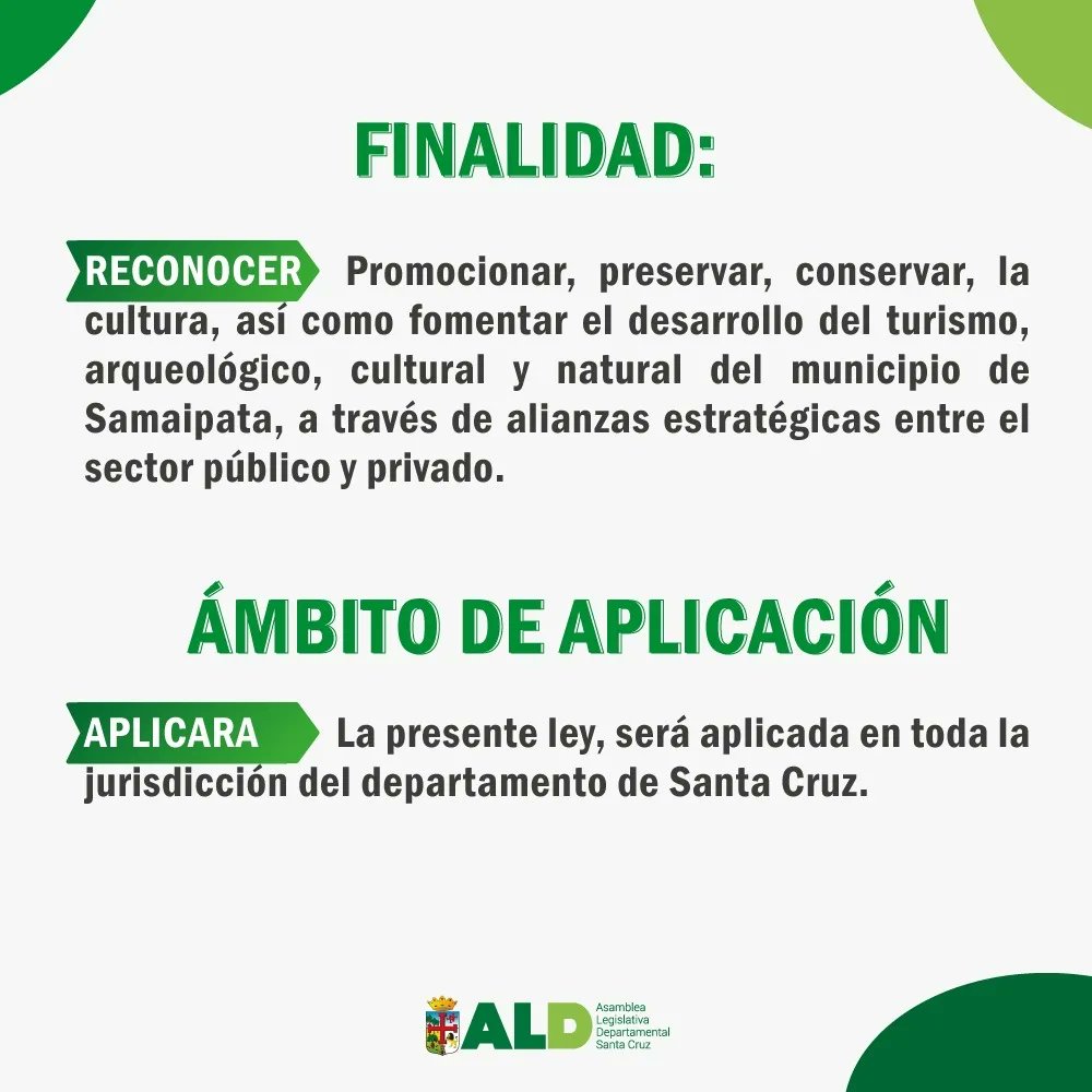 “LEY DEPARTAMENTAL QUE PROMOCIONA COMO DESTINO TURÍSTICO, ARQUEOLÓGICO, CULTURAL Y NATURAL AL MUNICIPIO DE SAMAIPATA DE LA PROVINCIA FLORIDA”
