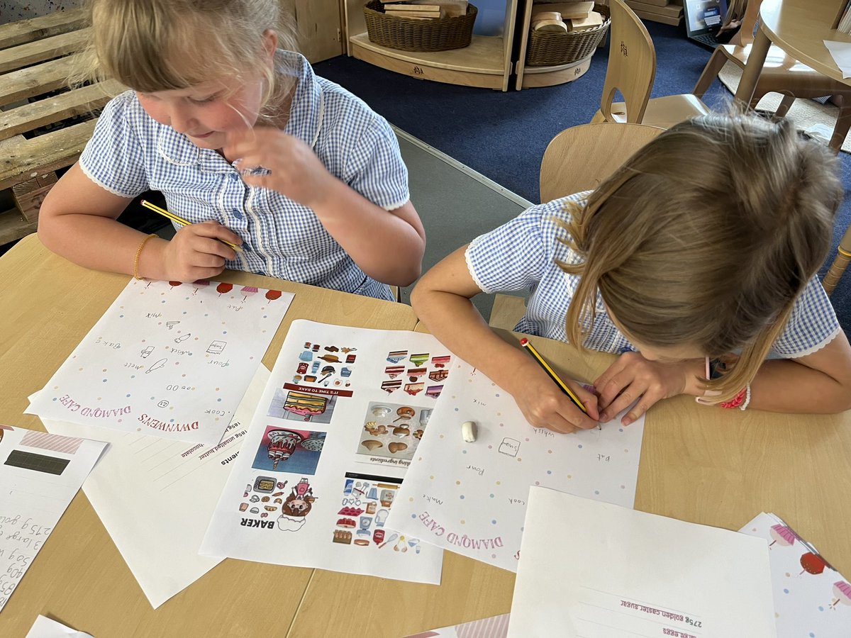 #Dwynwen are starting plans for our café. Here we are sorting out our ingredients for baking. #inquiry #enterprise  #whenigrowup