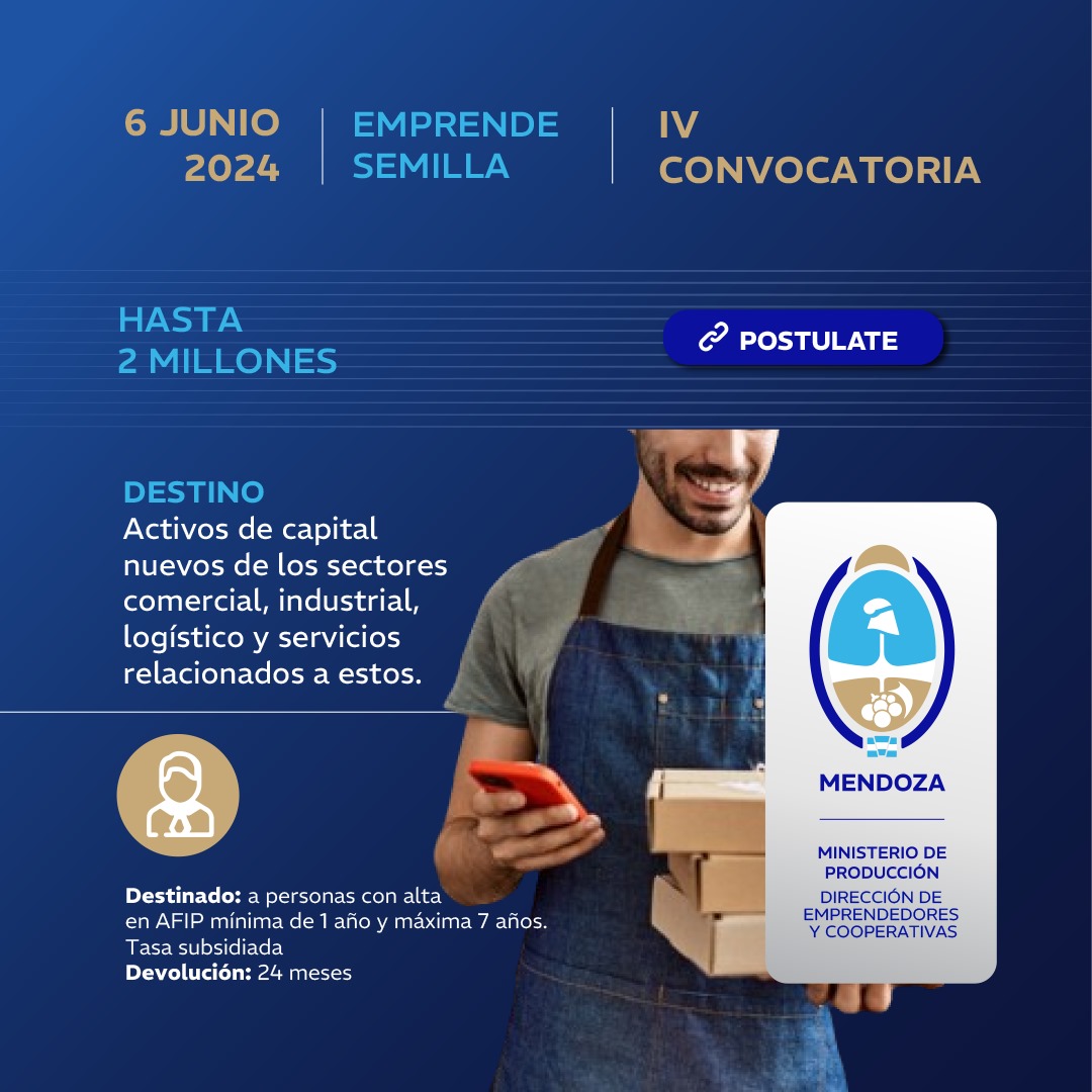 #GestiónConEmprendedores #Mendoza 
A partir del 6 de junio abre la 4ta edición del Mendoza Emprende Semilla, con la que continuaremos apoyando y fomentando el desarrollo de emprendimientos en etapa temprana 
Los detalles en acortar.link/FF3omW