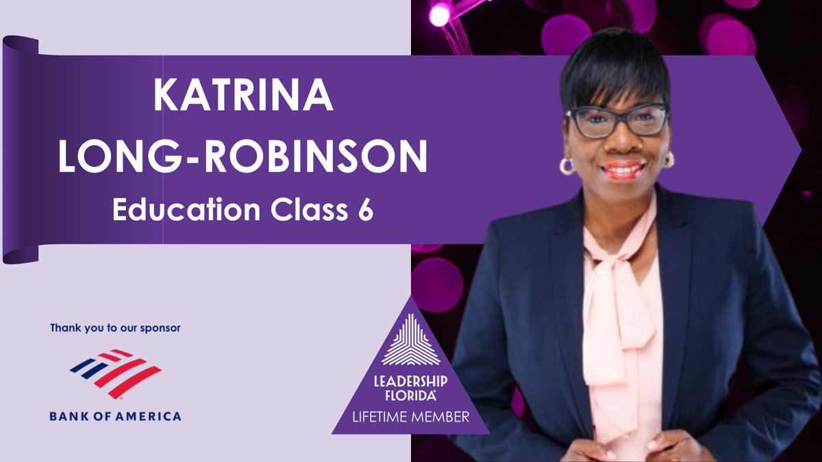 LeadershipFla's tweet image. #LifetimeMember Spotlight: @KLongRobinson (#EducationClass6 #ClasSix, #GulfstreamRegion). Thank you for your continued support of Leadership Florida!

Sponsor: @BankofAmerica