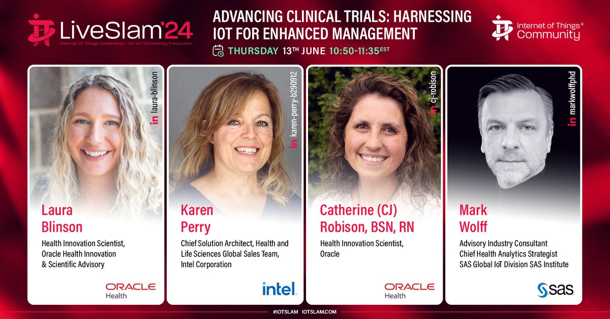 IoTchannel's tweet photo. Next week! Discover the transformative potential of IoT in clinical trials management, focusing on safety, recruitment, retention &amp; accuracy. Join this IoT Slam Live Healthcare Panel featuring @Oracle, @intel &amp; @SASsoftware.
https://t.co/TqZNHcnjTj
#IoTCommunity #IoTSlam #IoT https://t.co/zPa5UebOYh