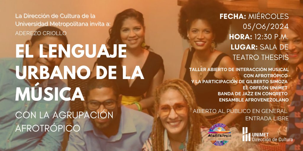 La Dirección de Cultura te invita a nuestro próximo ADEREZO CRIOLLO, espacio cultural coordinado por el profesor José Pérez @joseperez8118   con un taller de música interactiva con unos invitados de lujo, la agrupación AFROTROPICO @afrotropicomusic y el maestro Gilberto Simoza.