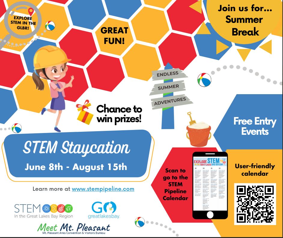 The Great Lakes Bay Region is home to a variety of science, technology, engineering, and math (STEM) destinations and programs. Join STEM Staycation from June 8th through August 15th to see a variety of STEM activities and fun in the region!