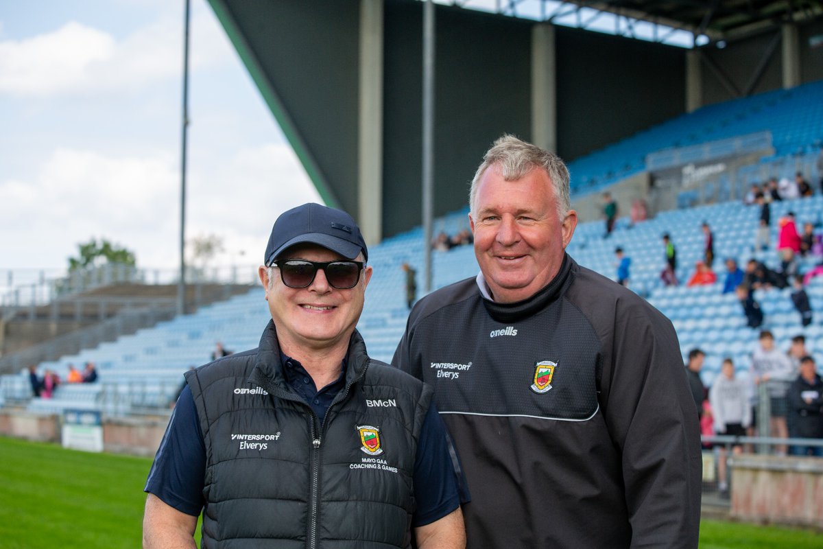 Mayo GAA coaches Billy McNicholas and Martin Costello are still smiling after a few hectic few days of coaching and coordinating all the National Schools football and hurling finals at Hastings Insurance MacHale Park. A massive thanks to all the Mayo GAA Games Promotions