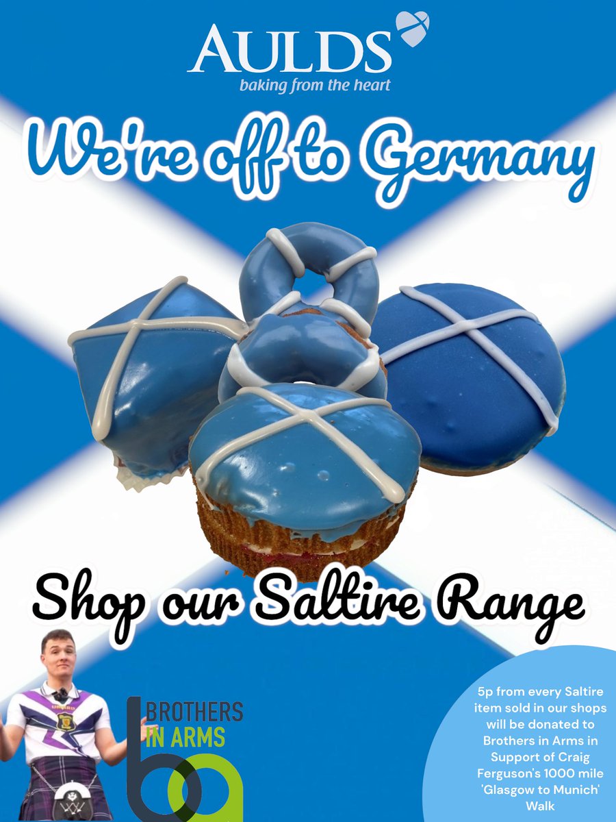 🇩🇪🏴󠁧󠁢󠁳󠁣󠁴󠁿
🎶We're off to Germany

We are absolutely delighted to bring you some Scotland treats ahead of the Euros  and support Craig Ferguson in his 'Glasgow to Munich' walking challenge. 5p from every unit sold will be donated to his cause.🙌