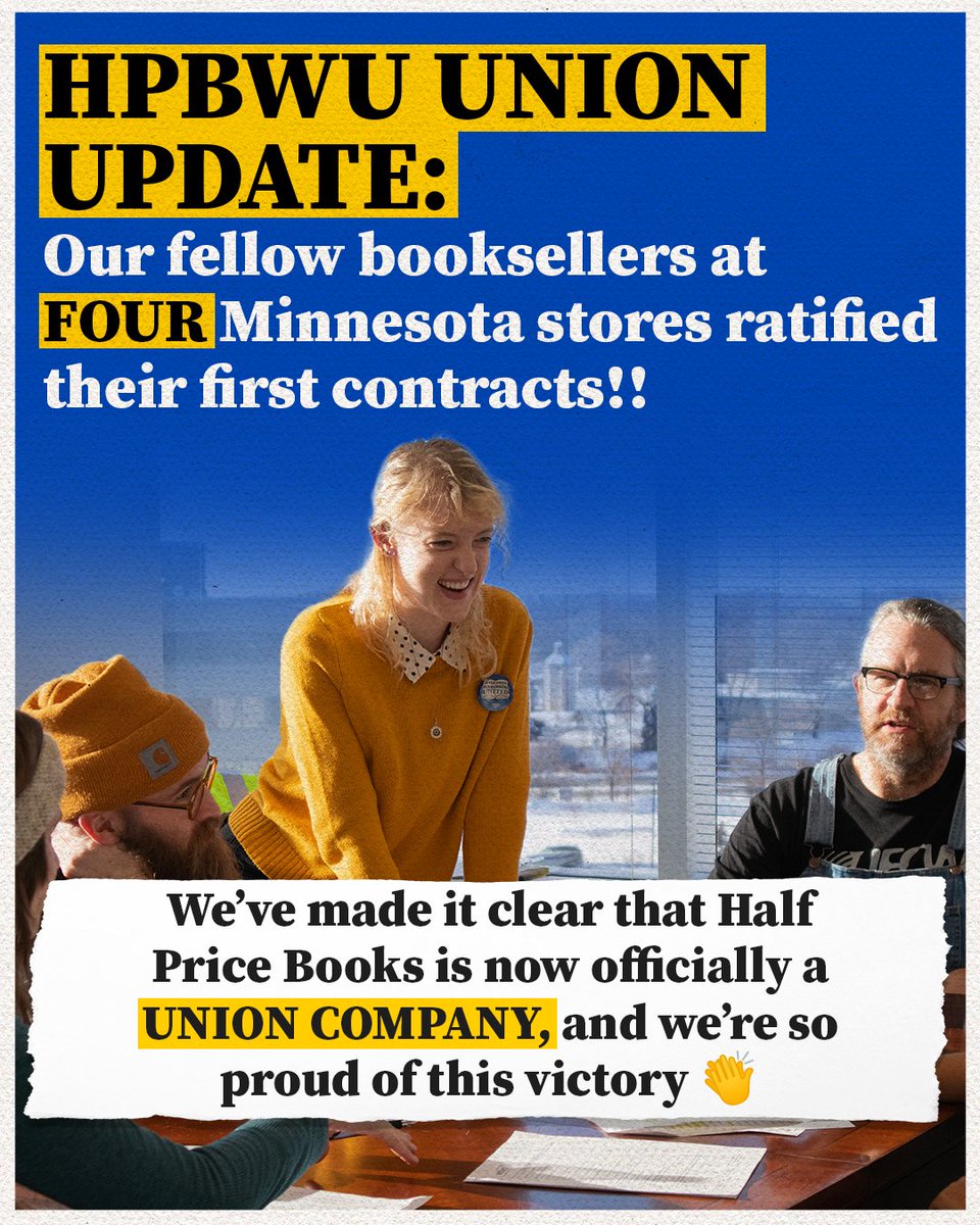 HPBWorkersUnite's tweet photo. HPBWU UNION UPDATE: Our coworkers at ALL FOUR UNION STORES in Minnesota ratified their first contracts!! https://t.co/wJI21gZ1tf
