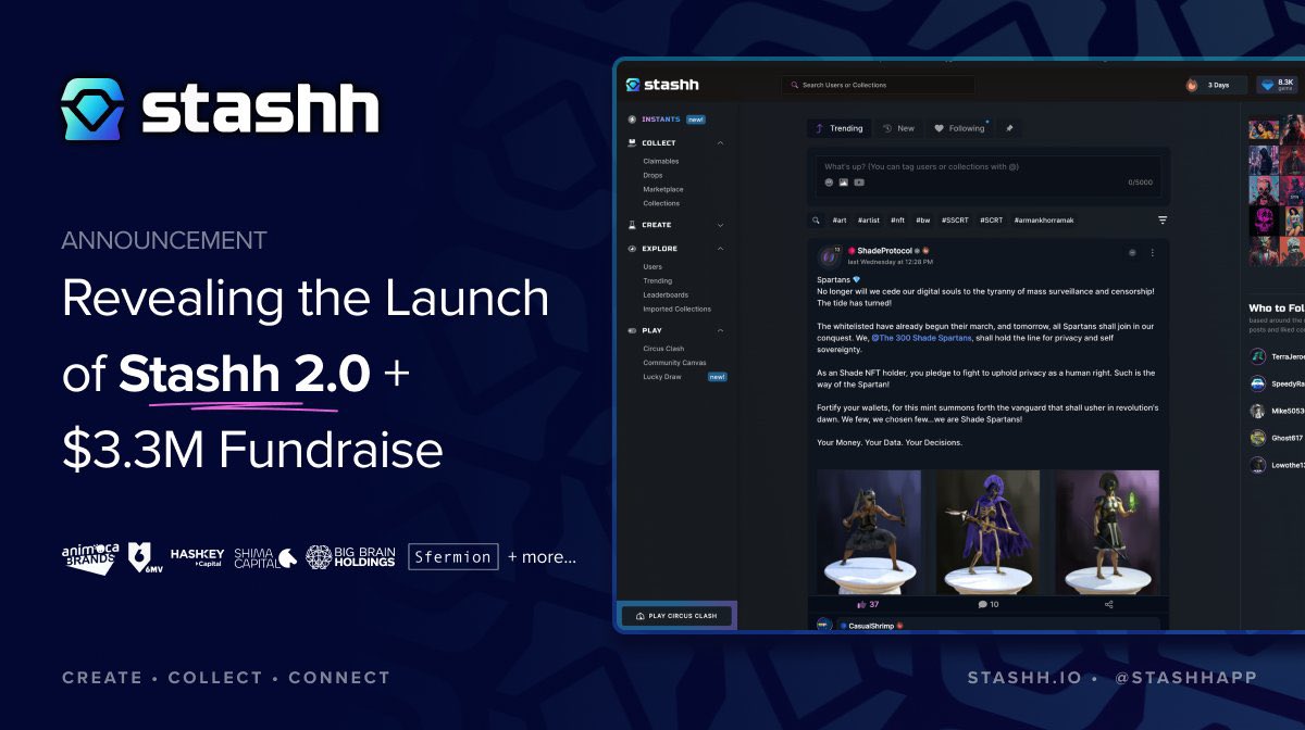emlanis_'s tweet image. Why isn't this news making the rounds? ๐คทโโ๏ธ
@StashhApp, the first NFT marketplace on @SecretNetwork, is now going omni-chain and has raised $3.3M from @AnimocaVentures, @6thManVentures, @shimacapital, @hashkey_capital, and more ๐
#DeCC $SCRT $ETH $SOL $MATIC $ILK
