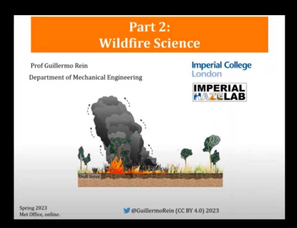 GuillermoRein's tweet photo. Introduction to Wildfires.

Every few weeks I give this online lecture to UK emergency personnel as part of the Met Office learning series. It is going really well and the feedback is great. There are two more lectures taught by others.

https://t.co/MbmtTUv4nV https://t.co/NuQLhWCv2Q
