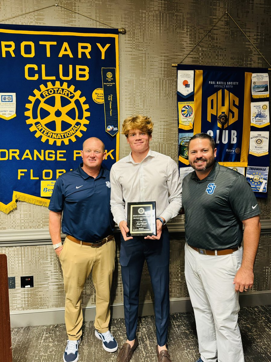 CoachSgromolo's tweet photo. It was a great day at the Rotary Club of Orange Park as the club presented @SJCDbaseball’s Jack Ensell as the Rotary Club Spring Athlete of The Year! Congratulations Jack! A big thank you to John Linge for facilitating this awesome recognition program. Go Spartans!

@Rotary x @jackensell2024 x @sjcds x @therealtomlucas x @sjcdsathletics