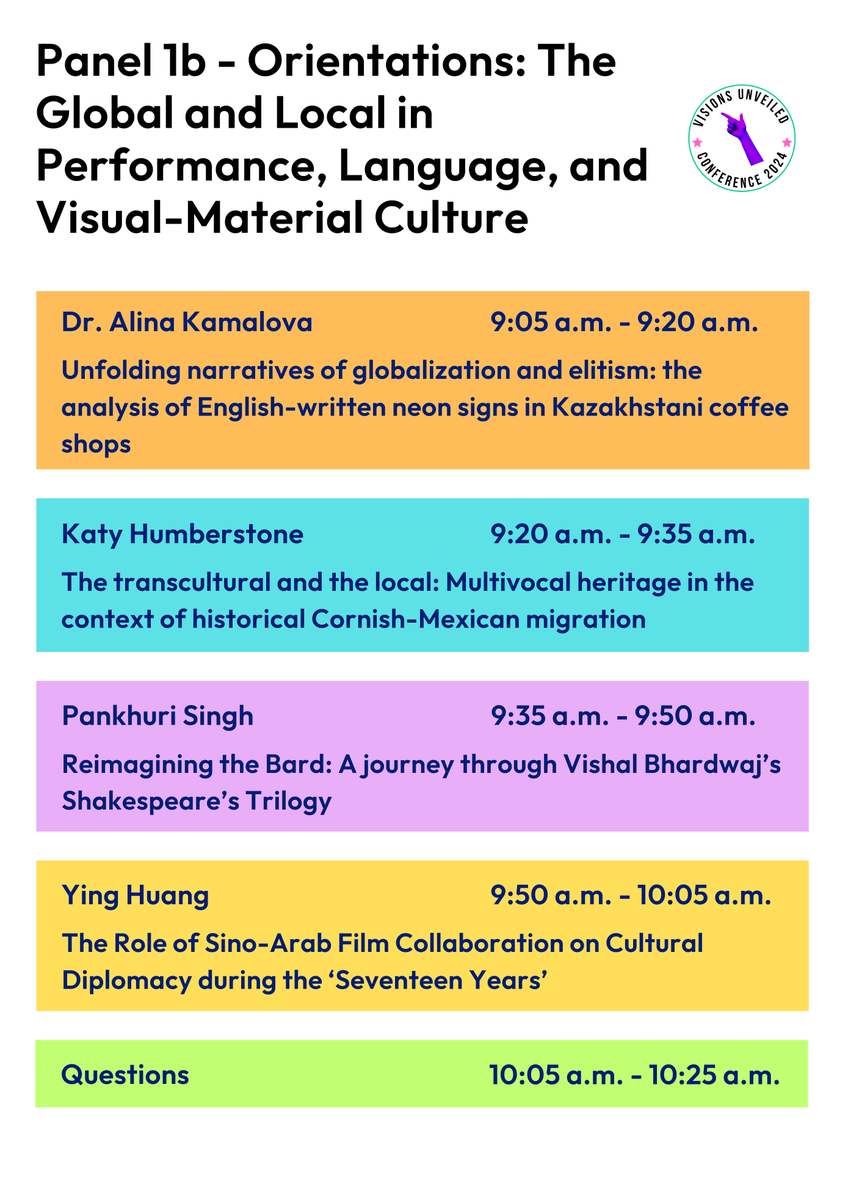 ExeterVisions24's tweet photo. Starting at 9.05am BST - Panel 1b: Orientations: The Global and Local in Performance, Language, &amp; Visual-Material Culture

@ExeterModLangs @UofE_ArtHistory @UniOfExeterHASS Don't miss out! 🌟

👉 https://t.co/gdzHqh9YZE or scan the QR code below

#VisionsUnveiled #AcademicPanel https://t.co/CtZfsfYkzy