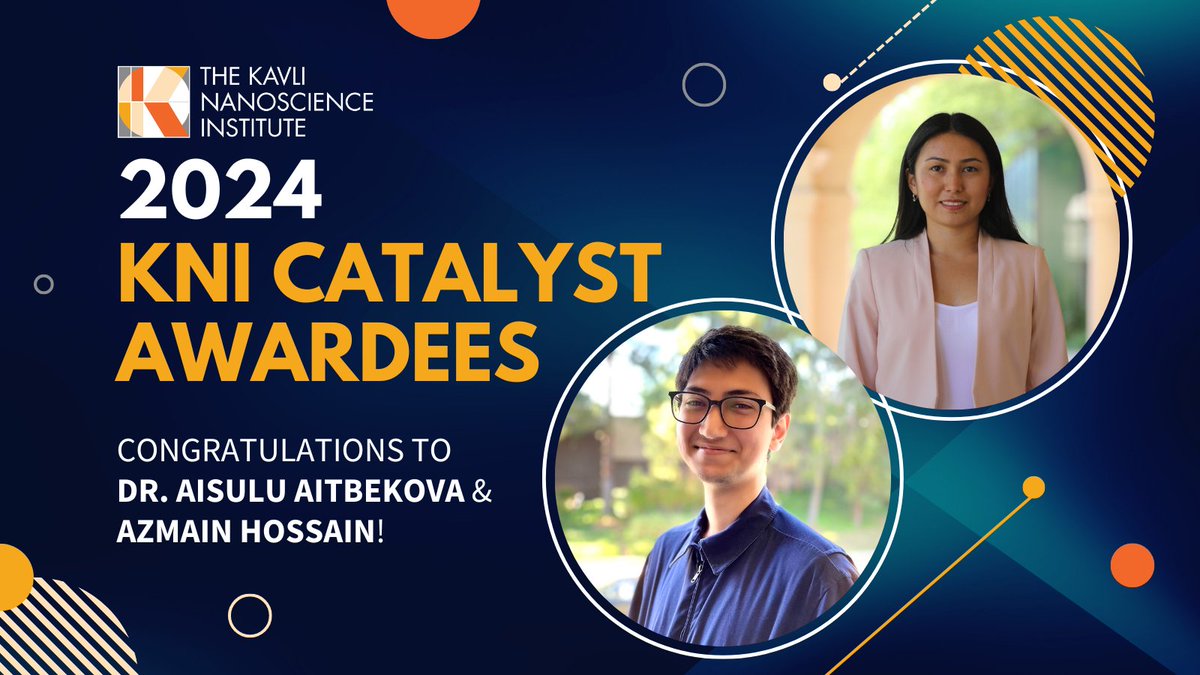 Congratulations to 2024 KNI Catalyst Award recipients Dr. Aisulu Aitbekova and Azmain Hossain!
Aisulu &amp; Azmain are recognized for their tremendous efforts in mentorship &amp; outreach, making STEM more accessible &amp; equitable for future scientists.
Learn more: bit.ly/3yNIv00