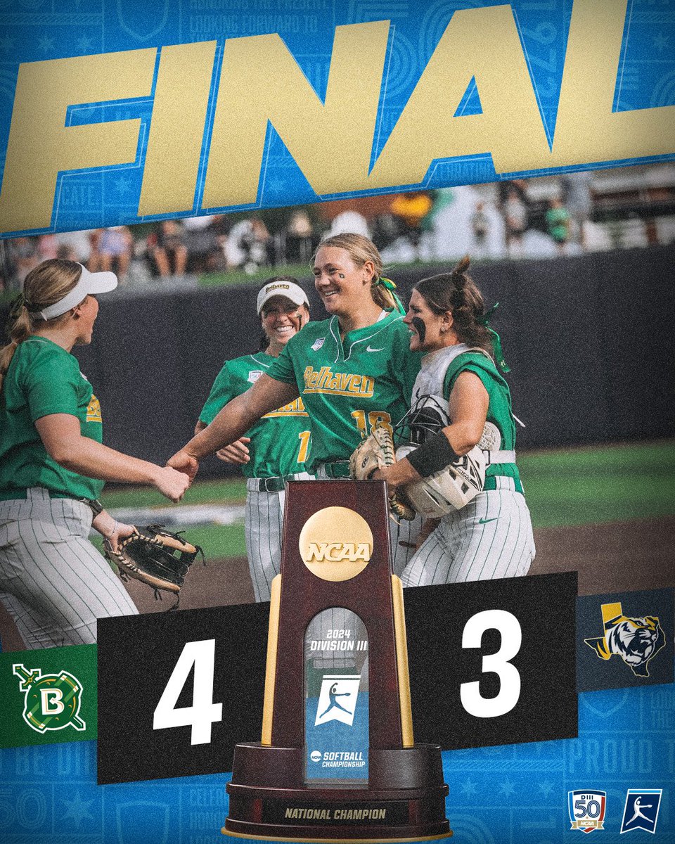 NCAADIII's tweet photo. BLAZERS WIN✅🏆

@BelhavenBlazers take the ETBU Tigers in Game 1 of the Championship Series!

#D3sb | #WhyD3 https://t.co/o4naEZ5sqC