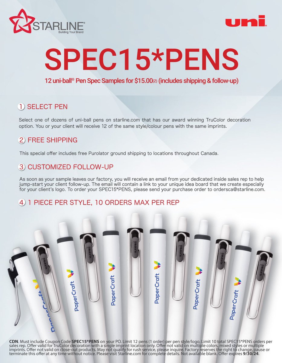 StarlineTalks's tweet photo. Who’s got great ex-SPEC-tations? We do! 🤩 

Check out the full details below… and get inspired by our full line of uni-ball® products here: https://t.co/unDSEbItoj

#Promo #SpecialOffer #uniball #BrandRecognition #PromotionalPens #PromotionalProductsWork https://t.co/mSG20FqHea