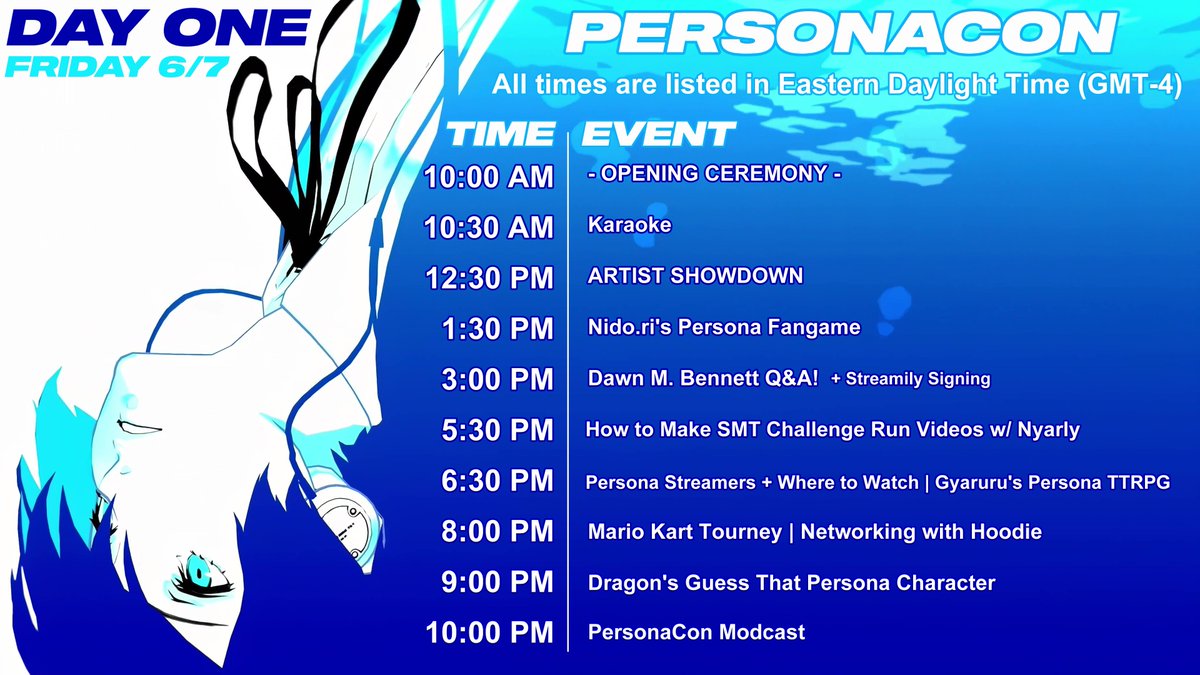 ThePersonaCon's tweet photo. THE PERSONACON 2024 PANEL SCHEDULE IS HERE!

These panel times are not final and are subject to change. Join the Discord server to be notified of any updates!
See you guys this weekend ~ HEE HO! 💙 https://t.co/J3QjLTZOl3