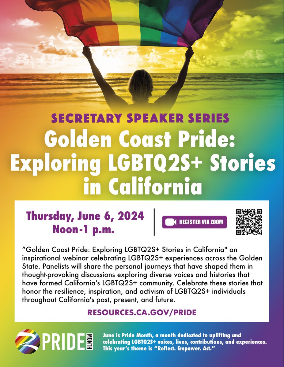 Join "Golden Coast Pride: Exploring LGBTQ+ Stories in California" on June 6, 2024, from 12 to 1pm! 🌈Hear from inspiring panelists as they share their journeys and celebrate #Pride! Moderated by Secretary <a href="/WadeCrowfoot/">Wade Crowfoot</a>. #PrideMonth #LGBTQIA Register here: ca-water-gov.zoom.us/webinar/regist…