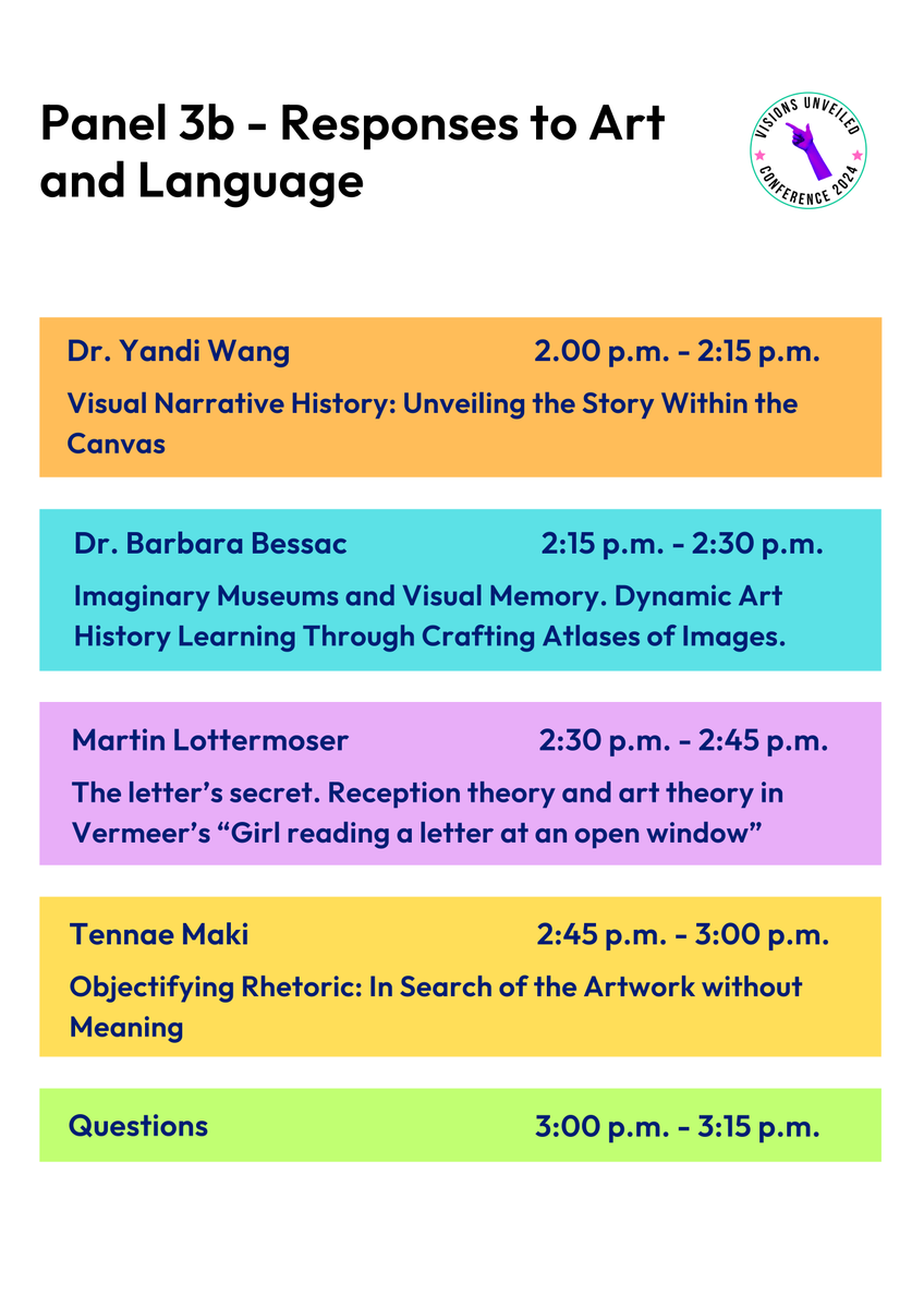 ExeterVisions24's tweet photo. Starting at 2pm BST - Panel 3b - Responses to Art and Language

@ExeterModLangs @UofE_ArtHistory @UniOfExeterHASS
Don't miss out! 🌟

👉https://t.co/SFbpFo9Ikq or scan the QR code below

#VisionsUnveiled #AcademicPanel #Conference2024 https://t.co/jAtJIqcfos