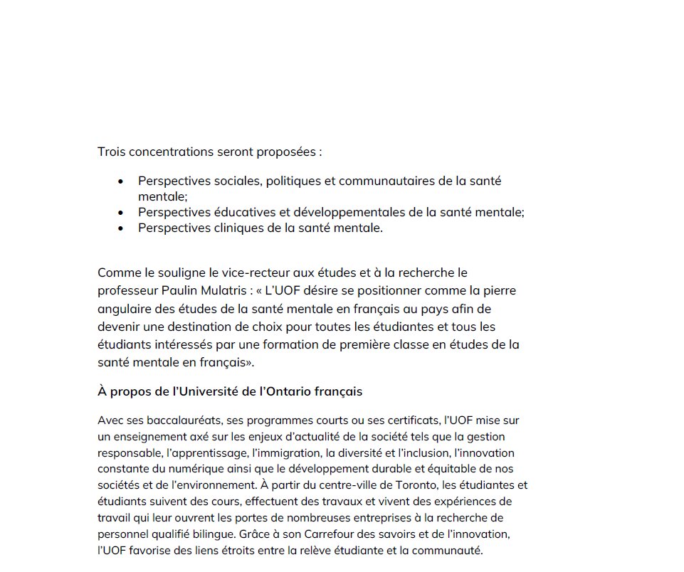 NOUVEAU - L'Université de l'Ontario français ouvrira un baccalauréat en santé mentale dès la rentrée 2025.

Parmi les carrières possibles : conseil en santé mentale, ressources humaines, conseil en toxicomanie, accompagnement en éducation, etc.
#onfr <a href="/universiteON/">Université de l’Ontario français</a>