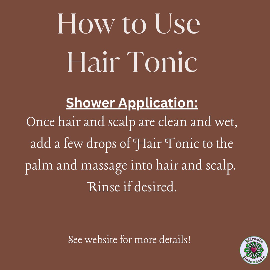 MiracleBotanics's tweet photo. 💆🏽‍♀️ Revitalize your hair with Miracle Botanicals Hair Tonic! 🤎

🍃 Scotch Pine: Purifies scalp 
🌿 Eucalyptus: Soothes scalp 
🌱 Rosemary: Strengthens hair 
🌸 Niaouli: Balances oil 
🌷 Clove Bud: Boosts circulation 
🍊 Pink Grapefruit: Fresh scent

Available in 15ml ($18.97) and 30ml ($34.97). Free US shipping on orders over $20 at https://t.co/z0iNjLIS33 🌟

#HairCare #EssentialOils #NaturalBeauty #MiracleBotanicals