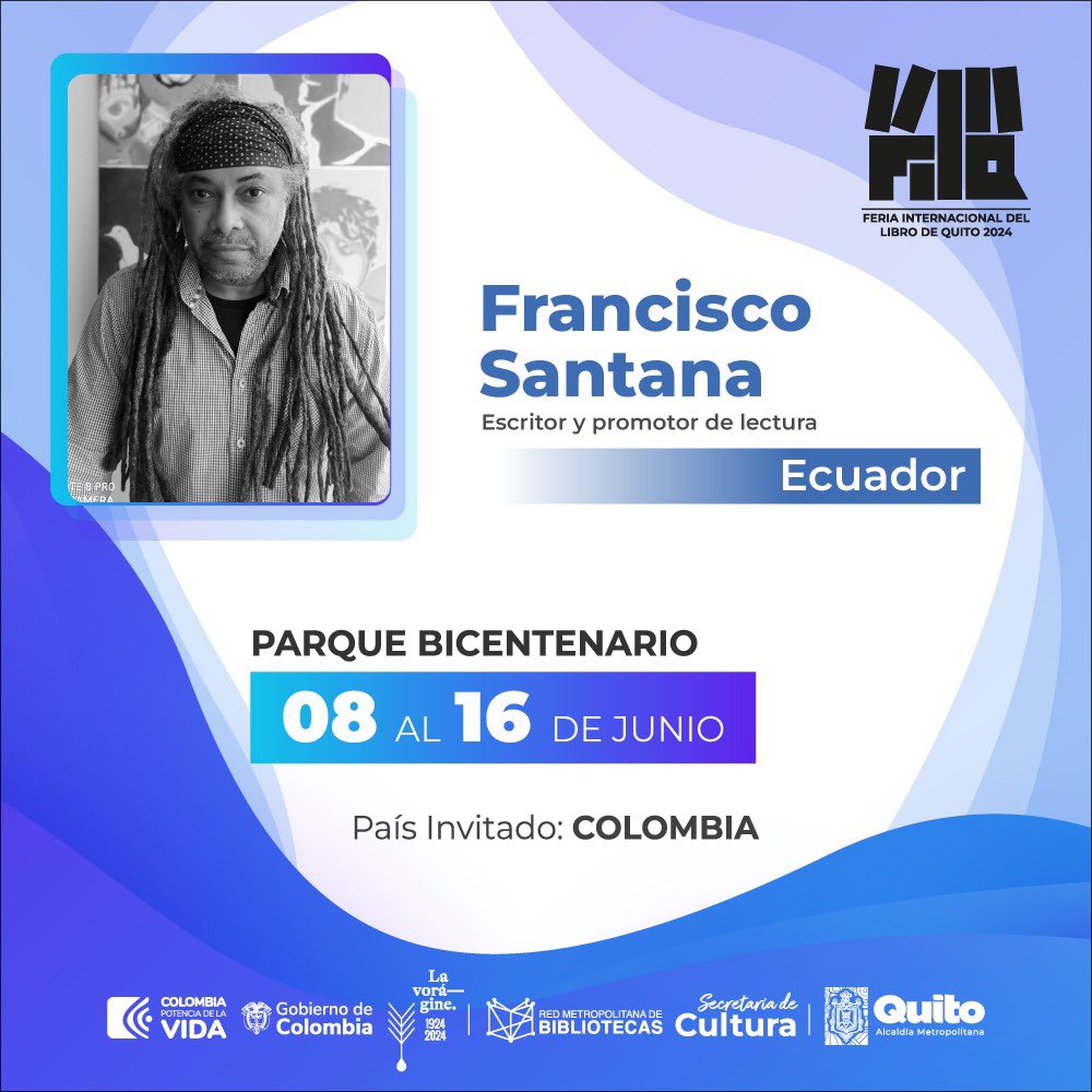 FilQ_uio's tweet photo. 1/2 📚#FILQ2024 | #CruceDeCaminos con Francisco Santana
Periodista, diseñador y literato. Autor de “La piel es un veneno”, “Historia sucia de Guayaquil” y “Pequeñas historias cochinas”, también ha publicado importantes obras periodísticas como “Ecuador escondido Crónicas” https://t.co/ritfk10wq0