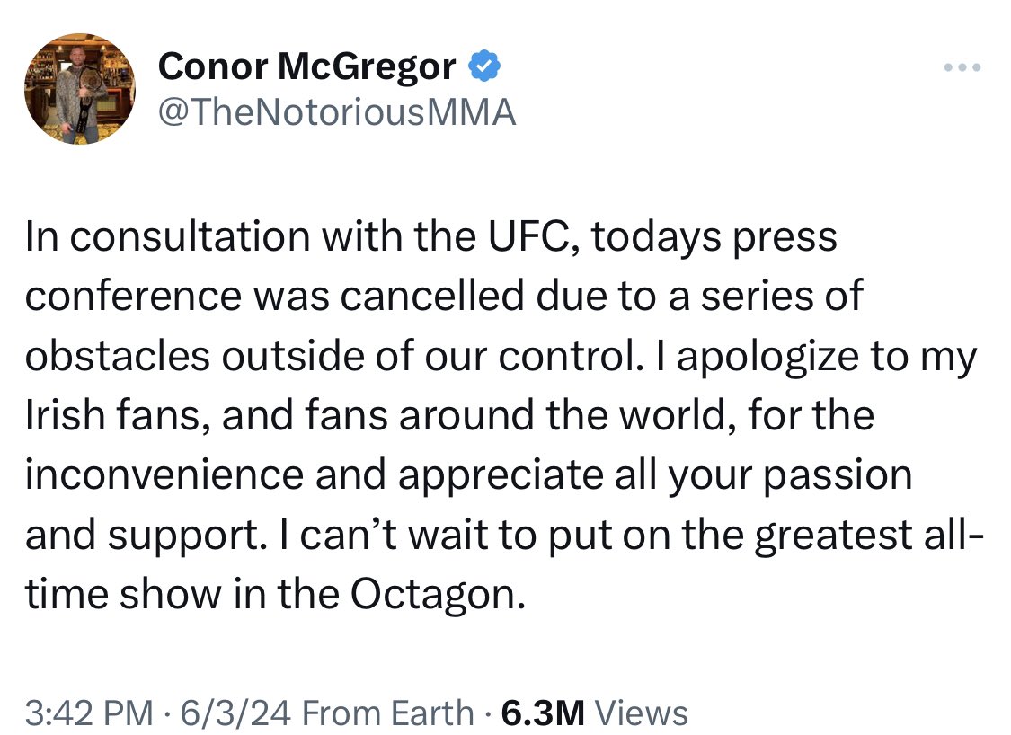 iLLWiLL114's tweet photo. @arielhelwani Connor gave us the update…yesterday https://t.co/IpF30wo2wb