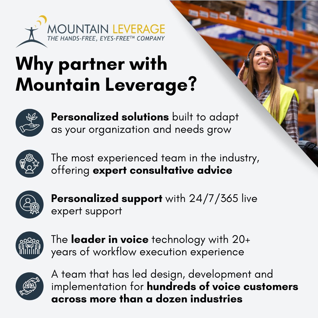 MtnLeverage's tweet photo. Tired of warehouse voice solution providers over-promising and under-delivering? Schedule a no-pressure conversation to learn how we can better support your existing voice system, or work together to implement a new one: https://t.co/aLXA18ES3Z https://t.co/I8PGIiPZOF