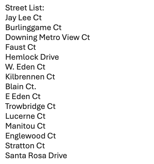 Strawser_Inc's tweet photo. Ann Arbor Residents: 6/5 the streets below will receive the 2nd part of Cape Seal. Park in driveways or on unaffected street.  Access in &amp; out will be restricted parts of the day. Check back @5pm for schedule updates. Call Andrew @614-824-8782 with questions. #SCIResidentUpdates https://t.co/iN9sR887yx