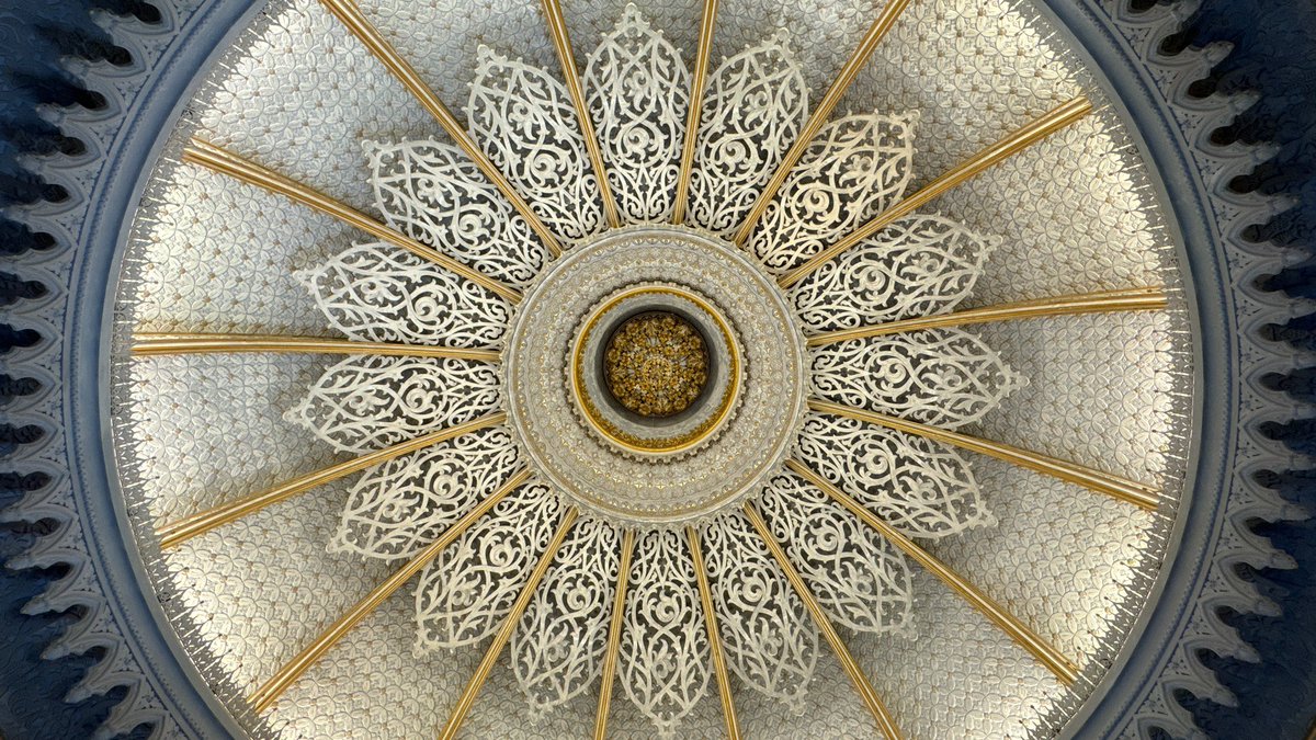 The ceiling in the music room at Monserrate Palace in Sintra. This park and palace is a hidden gem. Spend hours in the acres of the most diverse gardens in all of Portugal. #sintra #portugal #monserratepalace
