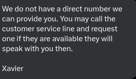HanaLarock's tweet photo. For those following my @Budget extravaganza. They reached out to me on DM (and had to publicly say so). So far, four different agents responded to my messages in the chat, and when asked to have a direct number to a supervisor (AGAIN) this is what I'm told. Don't be fooled. #scam https://t.co/LzrpATyj5D
