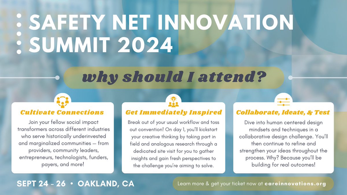 🌟 Excited about the Safety Net Innovation Summit but need to highlight its value to your team? —We’ve got you covered! 

Check out these compelling reasons, and get ready to join us this September! TICKETS &amp; INFO: careinnovations.org/safetynetinnov…