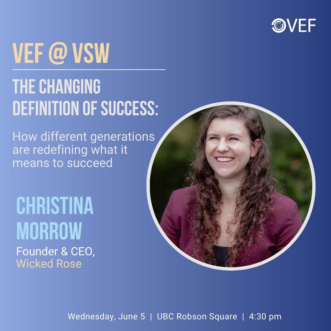 VEF (@vefdotorg) on Twitter photo ⭐️Don't miss Christina as one of our speakers at VEF @ VSW: The Changing definition of success: how different generations are redefining what it means to succeed
Join Us Tomorrow 4:30 pm - 6:00 pm at UBC Robson Square (e@UBC co-working space)!
🎟️tickets: whova.com/portal/registr… ⭐️Don't miss Christina as one of our speakers at VEF @ VSW: The Changing definition of success: how different generations are redefining what it means to succeed
Join Us Tomorrow 4:30 pm - 6:00 pm at UBC Robson Square (e@UBC co-working space)!
🎟️tickets: whova.com/portal/registr…