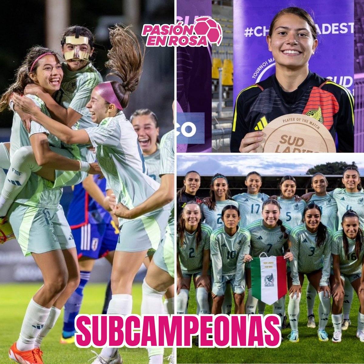 pasionenrosa's tweet photo. SUBCAMPEONAS 🇲🇽🔥
La #SelecciónMexicana #Sub-20 quedó subcampeona en la #SudLadiesCup al caer en serie de penales ante la anfitriona #Francia 🇫🇷 https://t.co/KxIC5G2qw5