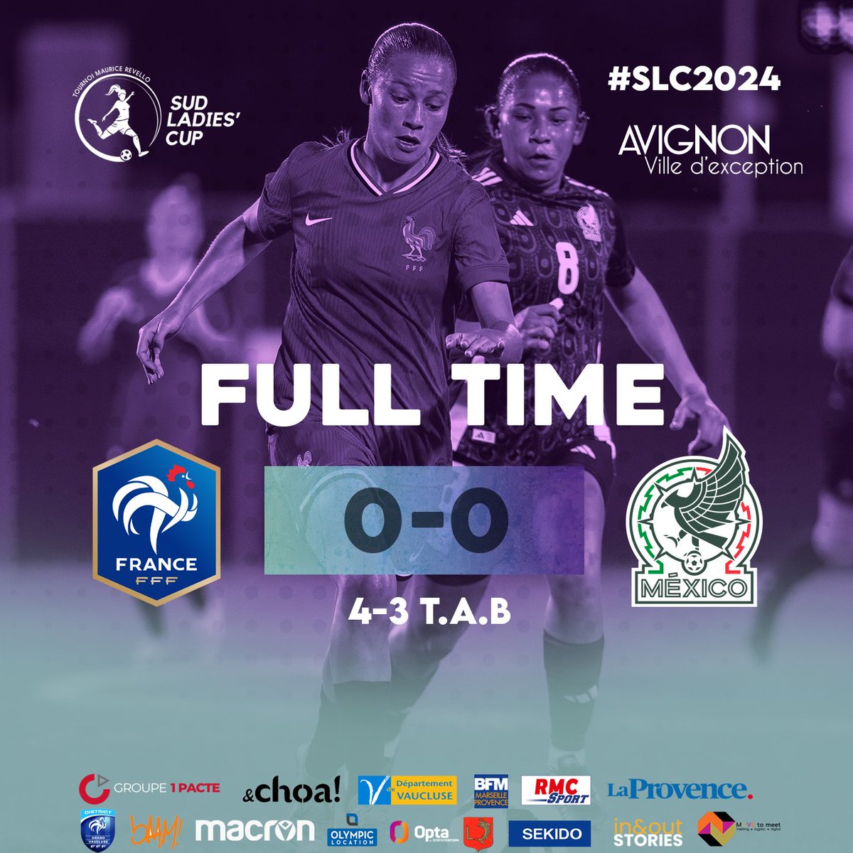SudLadiesCup's tweet photo. ⏱️90' | #FRAMEX 🇫🇷🇲🇽 

LA FRANCE REMPORTE LA @SudLadiesCup 2024 POUR LA PREMIERE FOIS DE SON HISTOIRE !

🇫🇷 FRANCE (@equipedefranceF) 0⃣-0⃣ (4-3 T.A.B)🇲🇽 MEXIQUE (@Miseleccionfem)

#SLC2024 https://t.co/QvZ2YLowlA