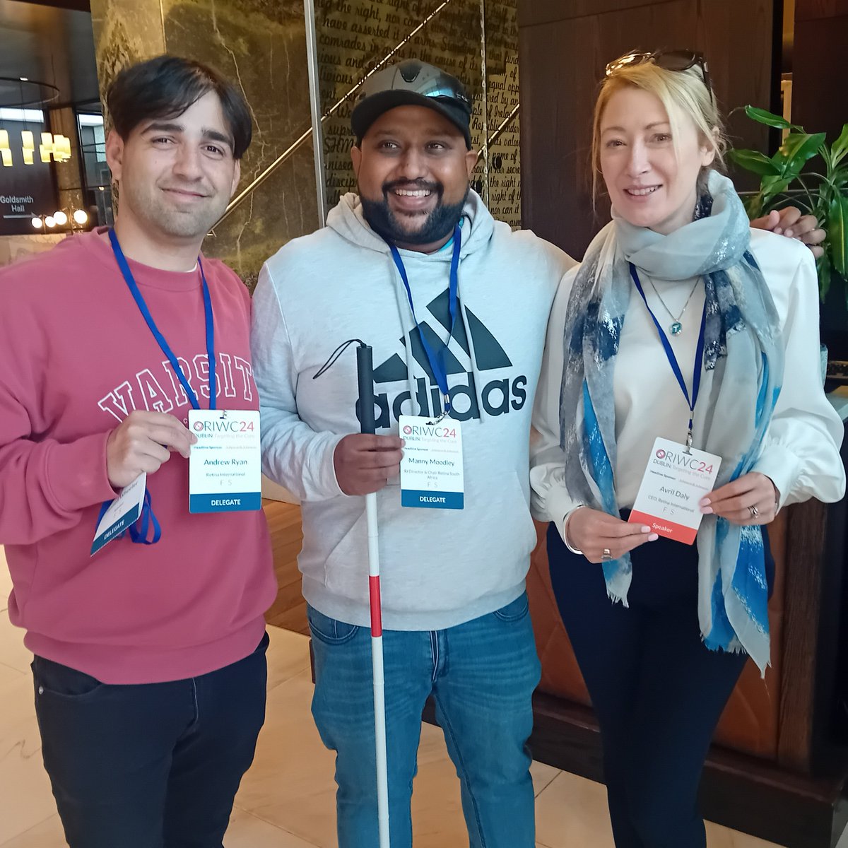 RIWC24 (@riwc24) on Twitter photo Exciting day for us!
#RIWC24 is kicking off tomorrow @dubroyalcc and the first delegates have checked in and collected their badges!
Andrew and Avril <a href="/Retina_Int/">Retina International</a> and Manny <a href="/Retina__SA/">Retina South Africa</a> were first in line! Here's to an amazing few days ahead in #Dublin
#RetinalResearch #RIWC Exciting day for us!
#RIWC24 is kicking off tomorrow @dubroyalcc and the first delegates have checked in and collected their badges!
Andrew and Avril <a href="/Retina_Int/">Retina International</a> and Manny <a href="/Retina__SA/">Retina South Africa</a> were first in line! Here's to an amazing few days ahead in #Dublin
#RetinalResearch #RIWC