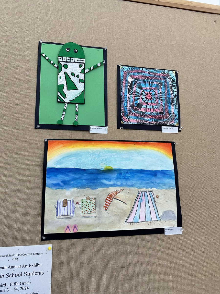 Wow! Dont miss the Cos Cob Art Exhibit UP NOW in the Cos Cob library! Congrats to Ms Gamanos and her talented students! Exhibit is up in 6/14! <a href="/CosCobPhoenix/">Gene Cos Cob</a> <a href="/MJDAmico_GPS/">Marc J. D'Amico</a> <a href="/GPSDistrict/">Greenwich Public Schools</a> <a href="/DrJones_GPS/">Dr. Toni Jones</a>