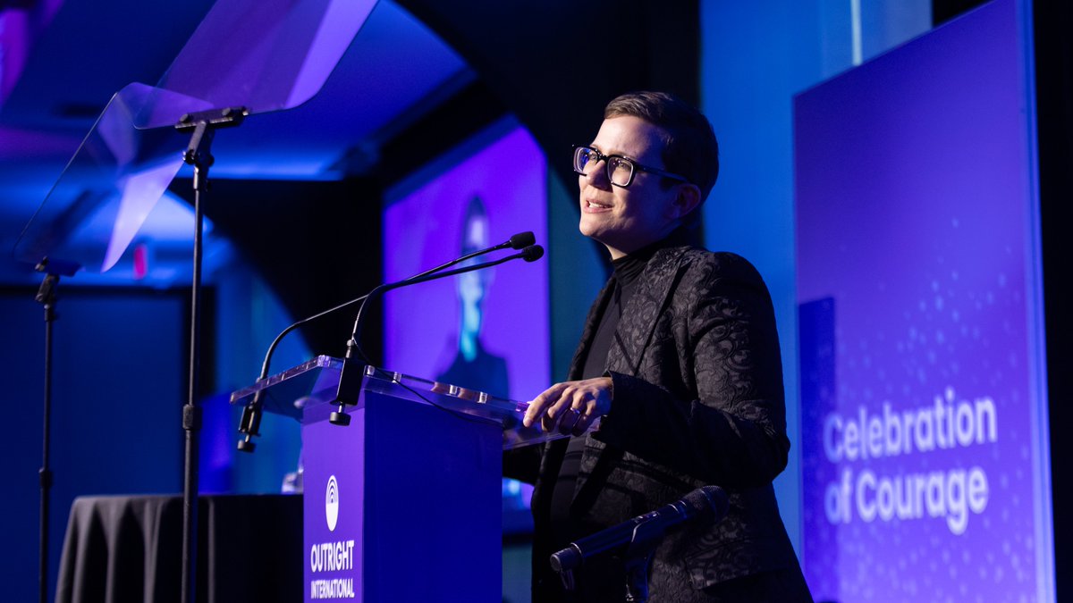 OutrightIntl's tweet image. &quot;I am honored to lend support, use my voice, and leverage resources toward Outright and the partners you represent and be a small part of the work you are doing to strengthen the capacity of the LGBTIQ human rights movement,&quot; shares Amy White, accepting the Outstanding Award on…