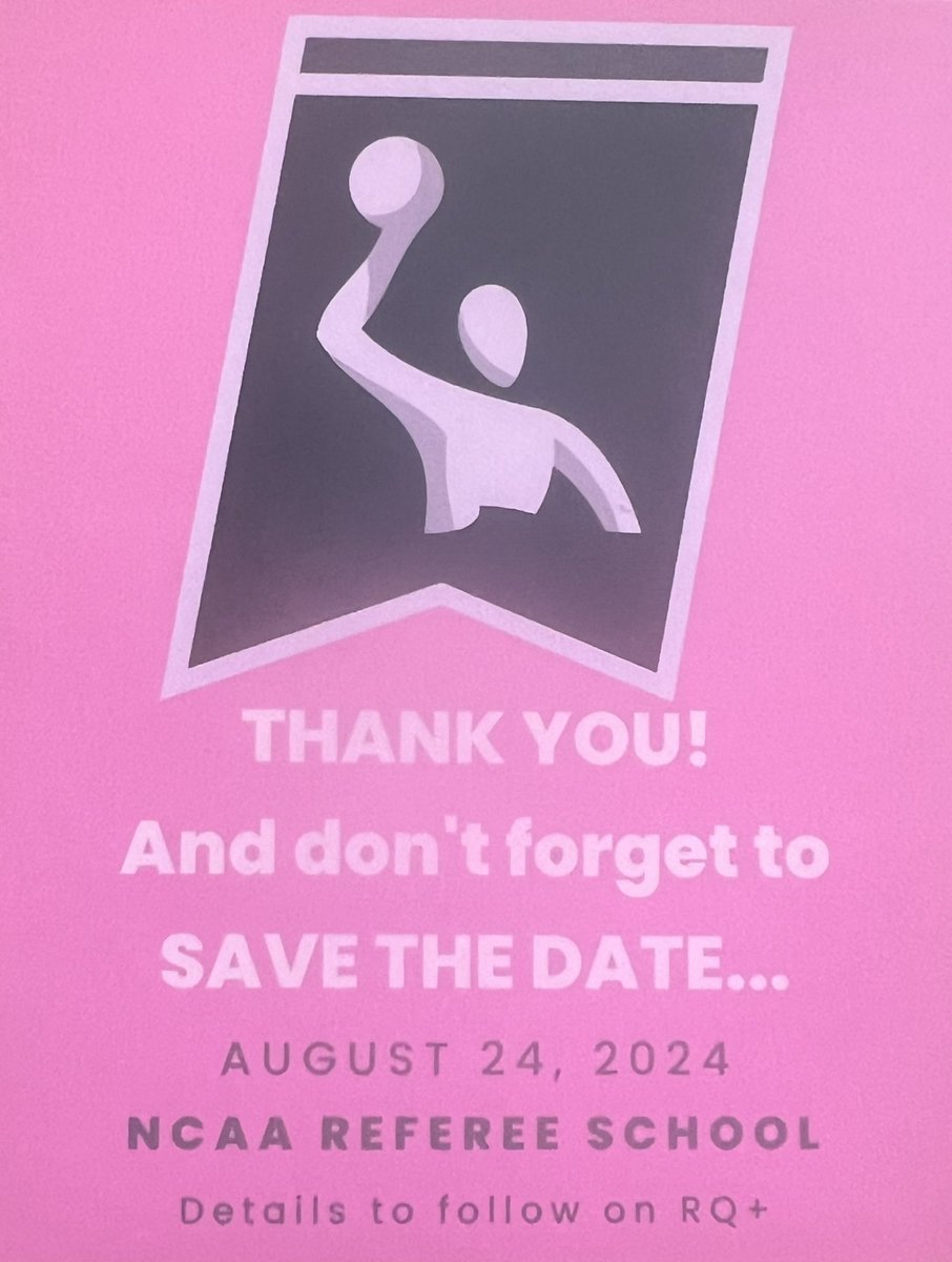 Calling all NCAA water polo referees…
        SAVE THE DATE! 

#RefereeRising
#TheTotalPineapple
