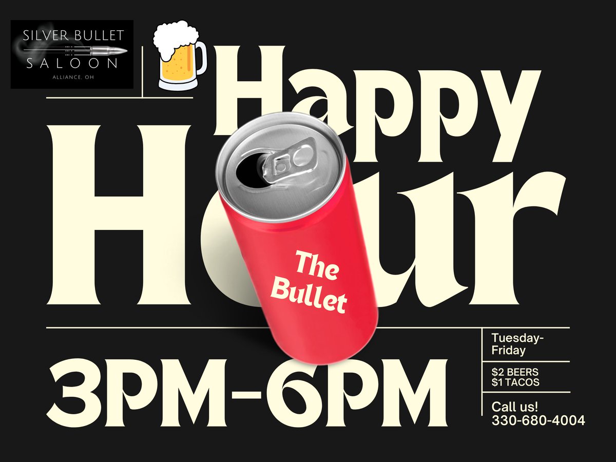 bulletsaloon's tweet photo. HAPPY HOUR AT THE BULLET! 📷
We are now open at 3pm on Tuesdays and Wednesdays!
Happy Hour $2 Beers from 3pm to 6pm and $1 Tacos! https://t.co/7ZLWppGvoL