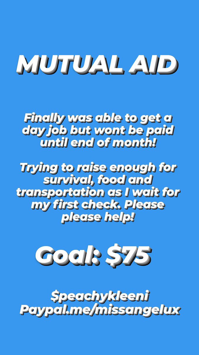 FlinterC's tweet photo. Hey everyone can we please help them out?? 
They’ve just recently escaped from a DV situation and need as much support as possible! 

ca:$peachykleeni
https://t.co/9mNBhGg1Iu
#crowdfunding #Mutalaid #emergencyfunds https://t.co/yWkP6OdbJv