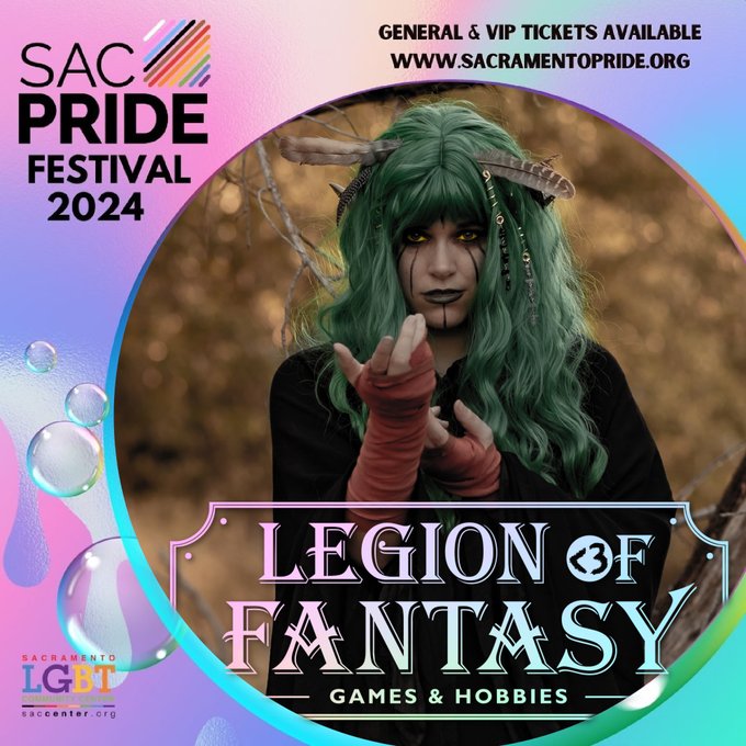 I'm so stoked to work Sacramento Pride with the @legionoffantasy booth! Come shapeshift with us! https://t