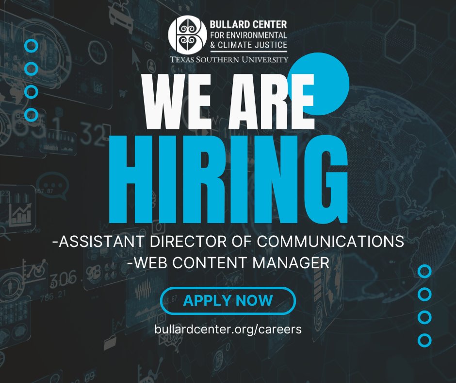 BullardCenter's tweet image. 🚀 We&apos;re hiring! Join the Bullard Center team as an Assistant Director of Communications or Web Content Manager. If you&apos;re passionate about storytelling and web content, apply now! 🌟🔗 bullardcenter.org/careers

#JobOpening #Communications #WebContentManager #BullardCenter