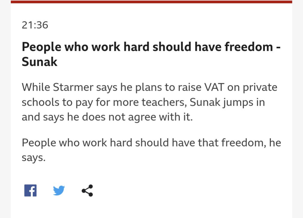 MrsMcP3's tweet photo. I'm not watching the debate as we're away but keeping an eye on the live posts and this makes me so angry! 

What about all the people who work hard who can't afford to send their children to private schools? Or do they not matter to Rishi?  #itvdebate https://t.co/cmmWje01iM