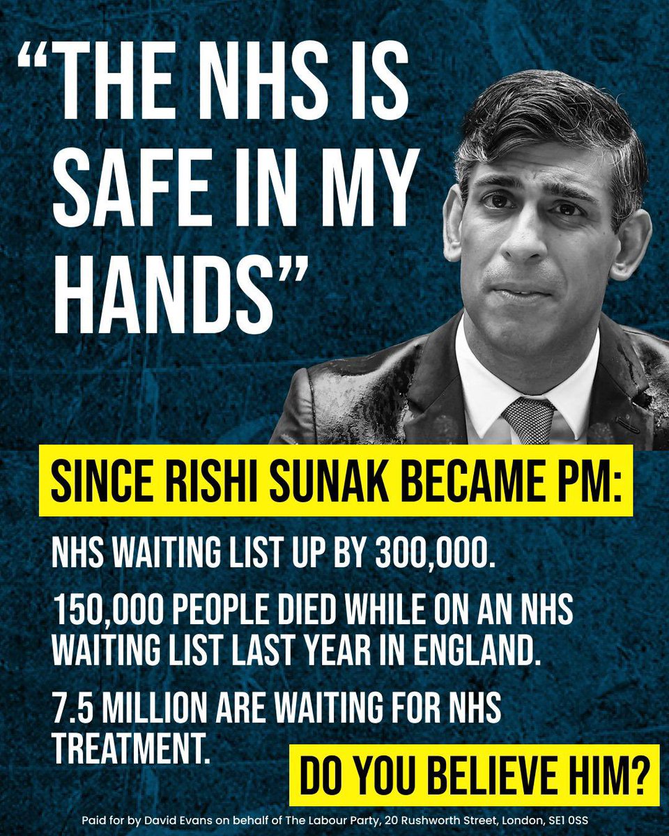 Conservatives have plunged us into a healthcare crisis. Sunak can't claim the NHS will be safe in his hands when it's Tory hands that keep trying to destroy it ▫️N East Health inequalities up ▫️7.5 Million waiting for treatment ▫️150k ppl died on waiting lists #ITVdebate
