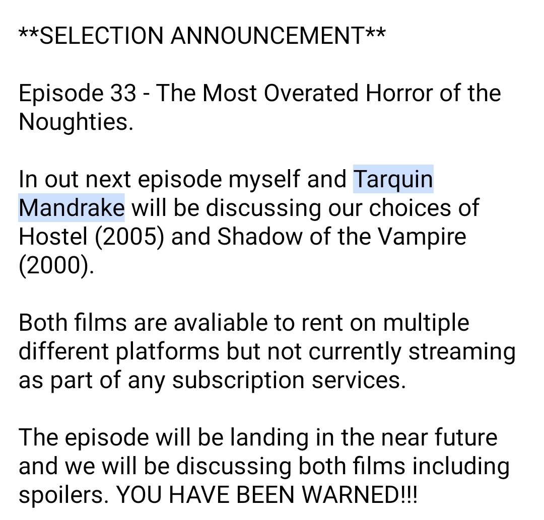 movieduelpod's tweet photo. EPISODE 33 - COMING SOON 
#movieduelpod #hostel #shadowofthevampire https://t.co/zspph5HeoB