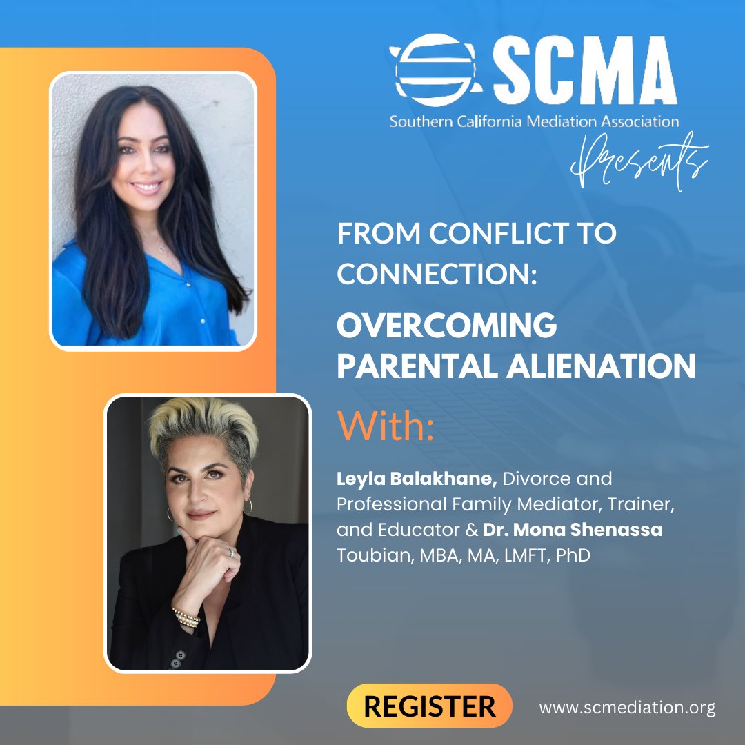 Join us on on June 26th for a compelling webinar that explores the complex issue of parental alienation and its profound effects on family dynamics and child well-being. 

Learn more and register at scmediation.org/events/EventDe…