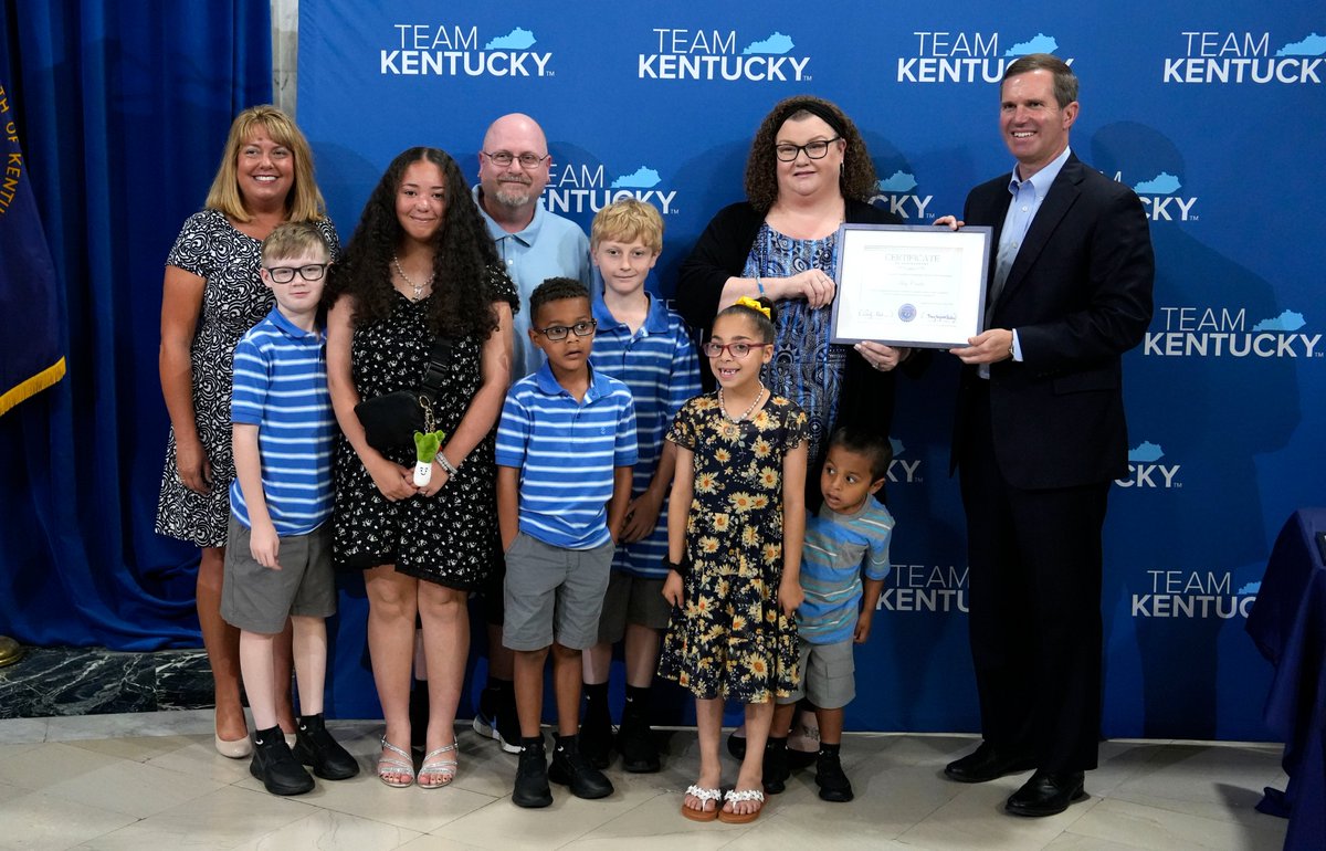 GovAndyBeshear's tweet photo. Kentucky's state employees are top-notch! Their commitment to public service and improving our communities is inspiring. To all the Governor's Ambassador Award winners, congratulations! I couldn’t be prouder to serve alongside you. https://t.co/DHvK1DmEgw